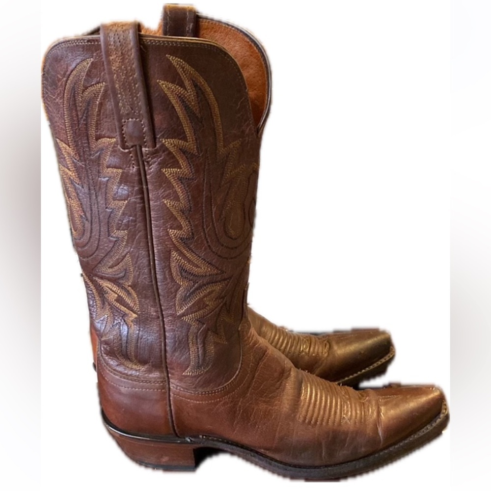 Lucchese 1883 Boots Mad Dog Goat Snip Toe Women Brown Dance Leather